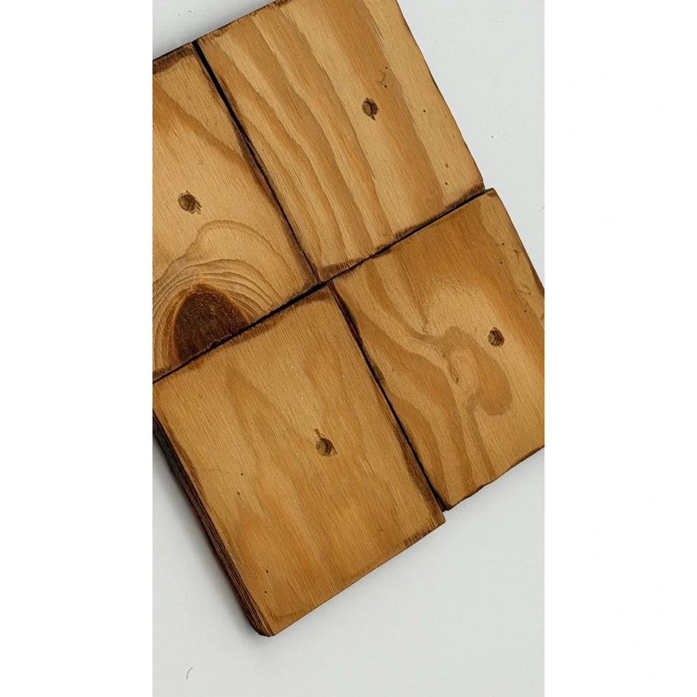 Vintage Rustic Wood Landscape Coaster Set of 4 Country‎ House Cabin Art Decor